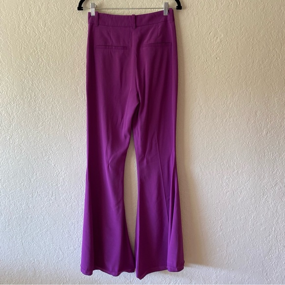Reiss Gabi Fluid Flare Trousers Size 4 Magenta Purple Jewel Tone Extra Wide Leg - Picture 6 of 12